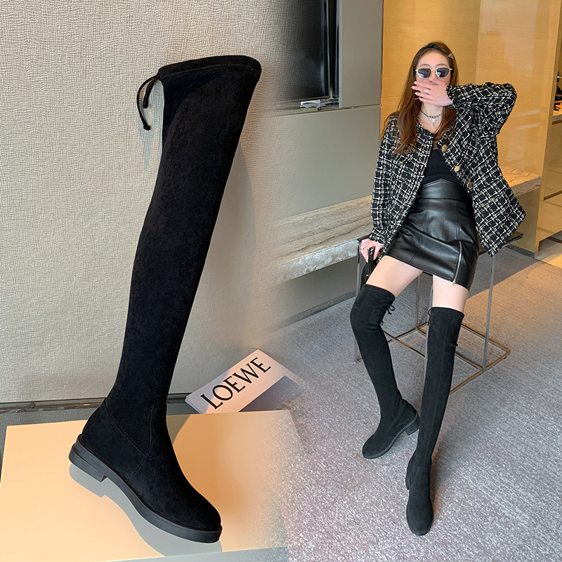 不掉筒真皮絨過膝長靴888