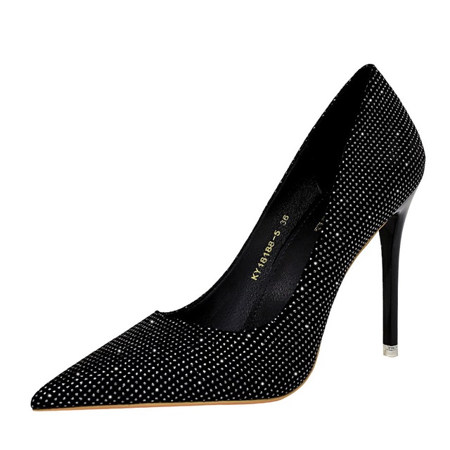 European and American fashion show thin thin heel super high heel shallow mouth pointed sexy nightclub high heel