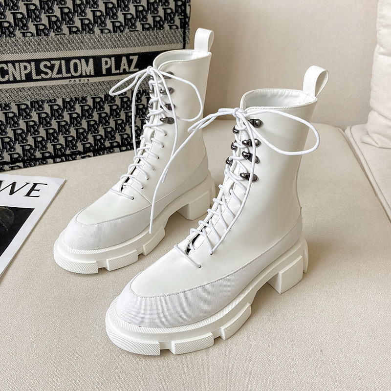 2020宋茜同款白色厚底马丁靴 108-1白色黑色都有货