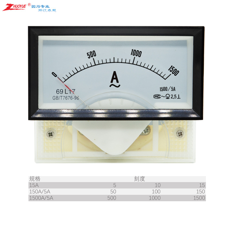 仪表指针励磁直流电流表69L17-A 0-25A 250A 2500A   黑框