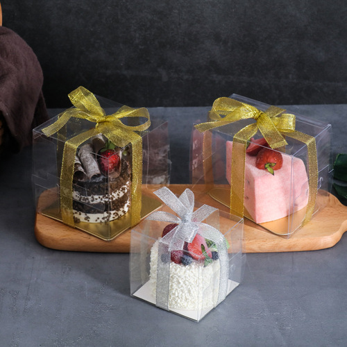 Four-inch five-inch transparent pastry box cut into triangles 2-inch 3-inch transparent mousse box French small pastry packaging box