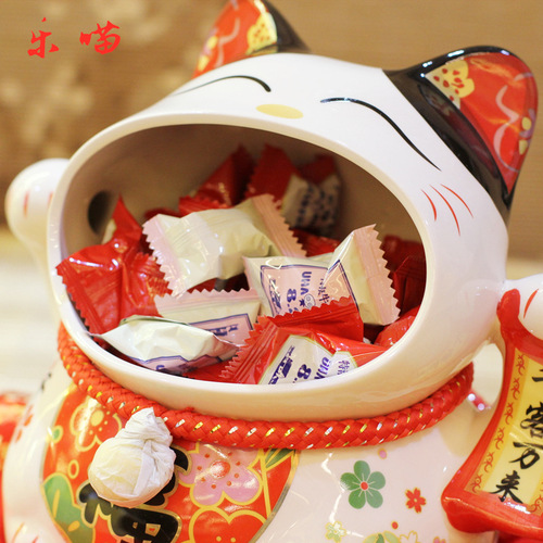 Le Meow 7-inch big mouth ceramic cat candy jar New Year home decoration housewarming shop ornaments Japanese-style lucky cat