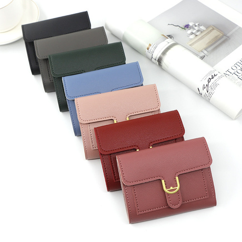Manufacturer wholesale women's wallet short style small 30% off simple solid color coin purse bank card change clutch bag