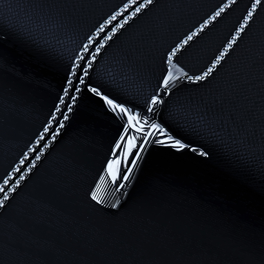 Jesus Pendant Necklace in Use