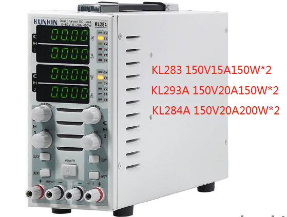 广勤双路电子负载测试仪经济型KL284A/150V20A200W老化实验检测