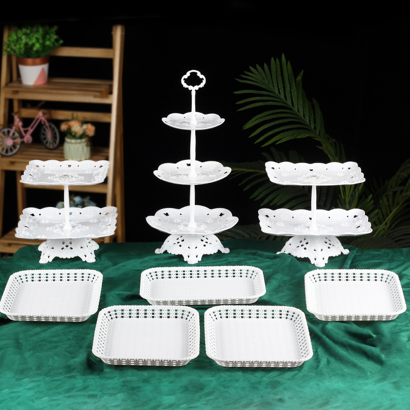 European-Style Multi-Functional Foldable Fruit Plate, Multi-Layer Rotating Display Stand for Weddings, Baking Dessert Table, Tableware, Cake