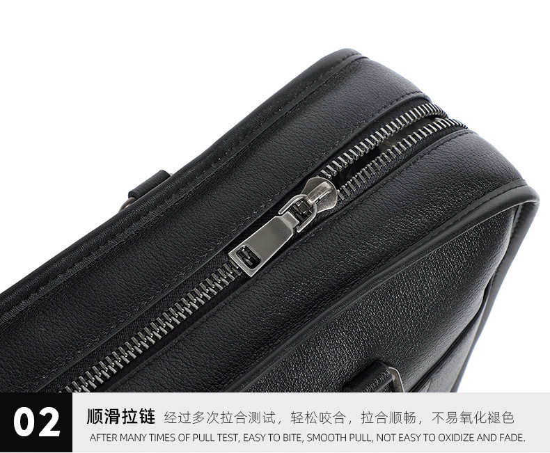 Túi xách tay nam da bò thật ngang 38×9×29 cm đựng laptop 14 inch — Màu đen chi tiết 21