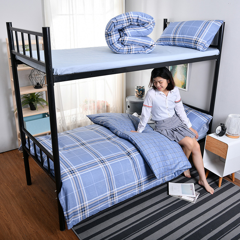 2020新款全棉學生宿舍上下鋪簡約風單人三件套0.91.2床上用品定制