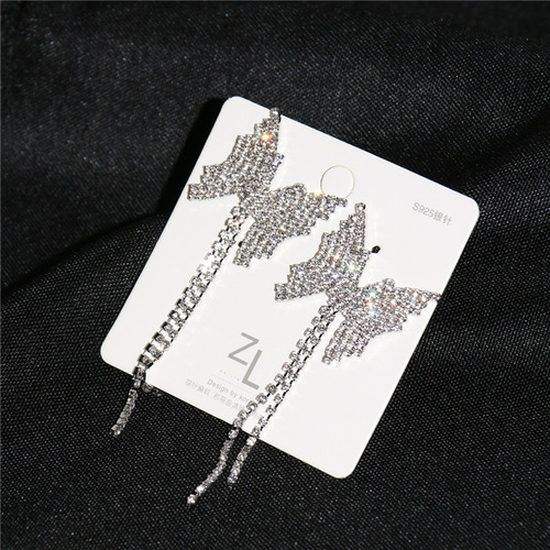 choker choker rhinestone necklace bridal bow clavicle chain short choker women's simple neckband earrings set