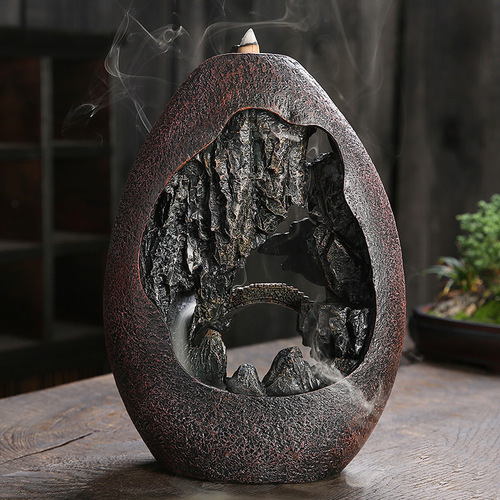 Cross-border new product supply resin alpine flow backflow incense burner creative large backflow incense burner home furnishings original