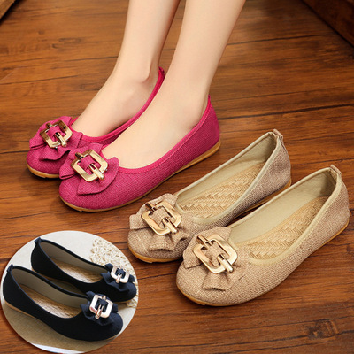 女春秋網紅布鞋壹腳蹬時尚新款上班工作軟底豆豆單鞋廠家貨源批發