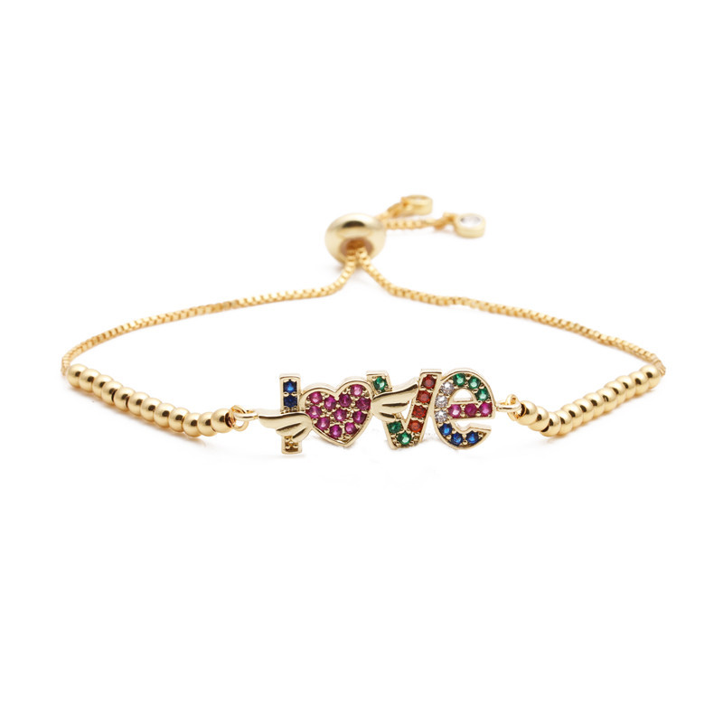 micro-inlaid zircon palm love adjustable bracelet