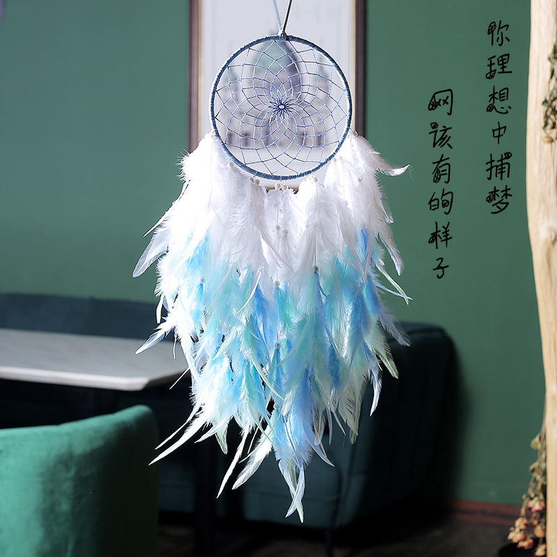 夢者手作新款羽毛捕夢網生日禮物風鈴掛件撲夢網家居裝飾品