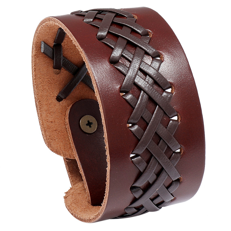 retro woven leather bracelet handmade