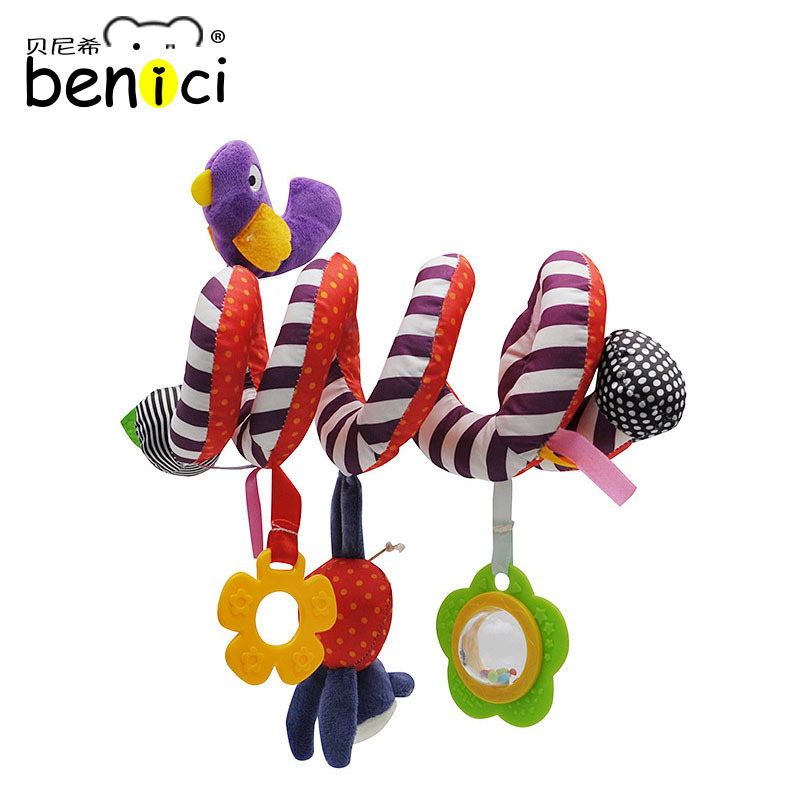 Bebé de dibujos animados de animales cama sinuoso juguete cama colgante bebé calmante juguete niños educación temprana carro teether