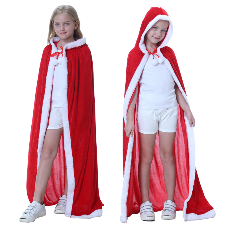 圣诞节披风儿童成人小红帽服装红色斗篷角色扮演cosplay表演出服
