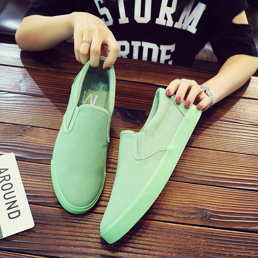 2021新款春季帆布鞋男鞋壹腳蹬休閑韓版懶人鞋套腳牛筋底三次硫化