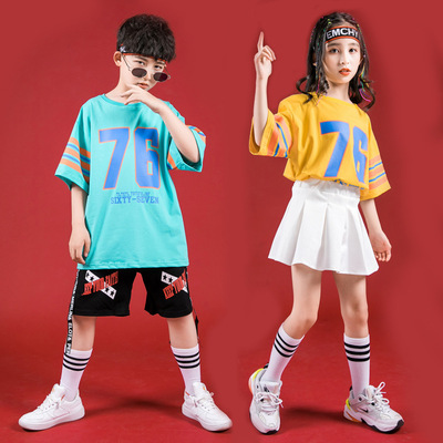 Children dance clothes 20020 summer child men and women fashion Hip hop leisure time Hip hop Training clothes Costume