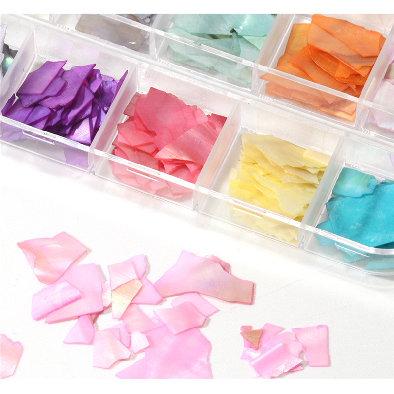 12-color mixto manicura Shell pieza joyería tira caja mezclada ultra-delgada fragmentos abulón japonés Internet celebridad mismo estilo