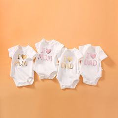 Cotton short-sleeve baby photo package diaper cake triangle halter baby first month birthday 100 days I love dad I love mom