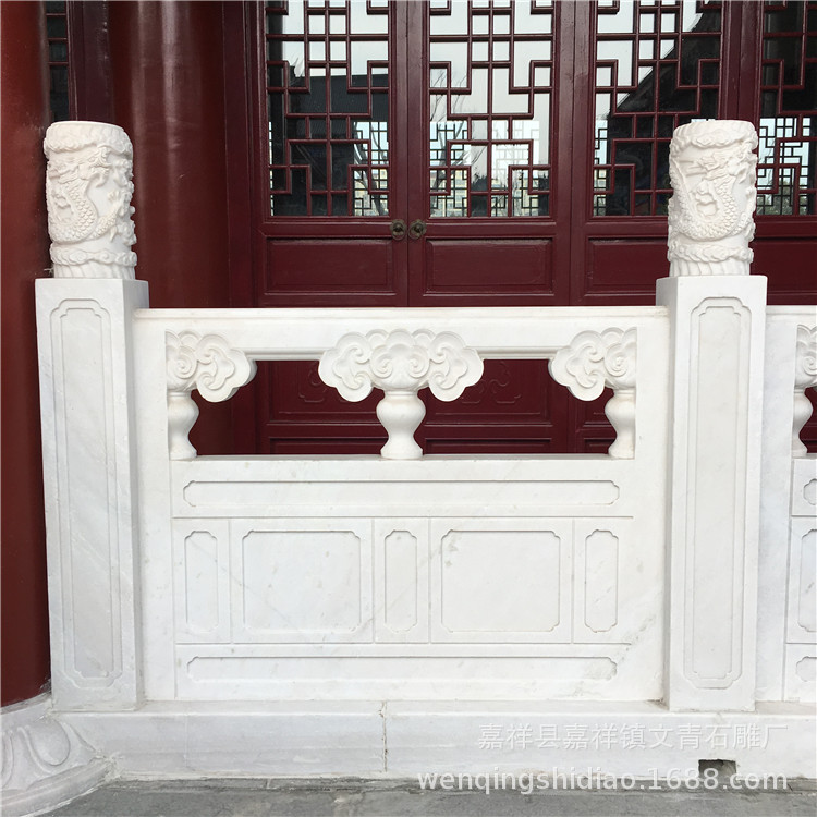 供应寺院汉白玉石护栏河道石雕护栏 石栏杆量大从优