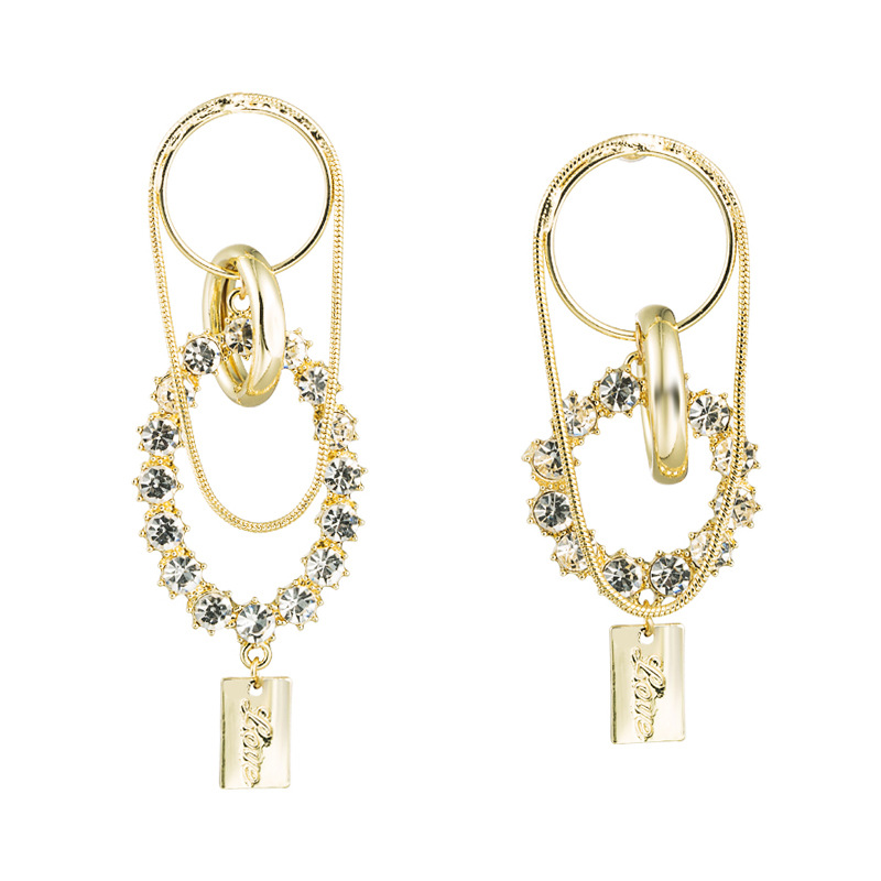 Fashion All-match Real Gold Plated S925 Silver Needle Alloy Inlaid Rhinestone Exaggerated Long Earrings display picture 6