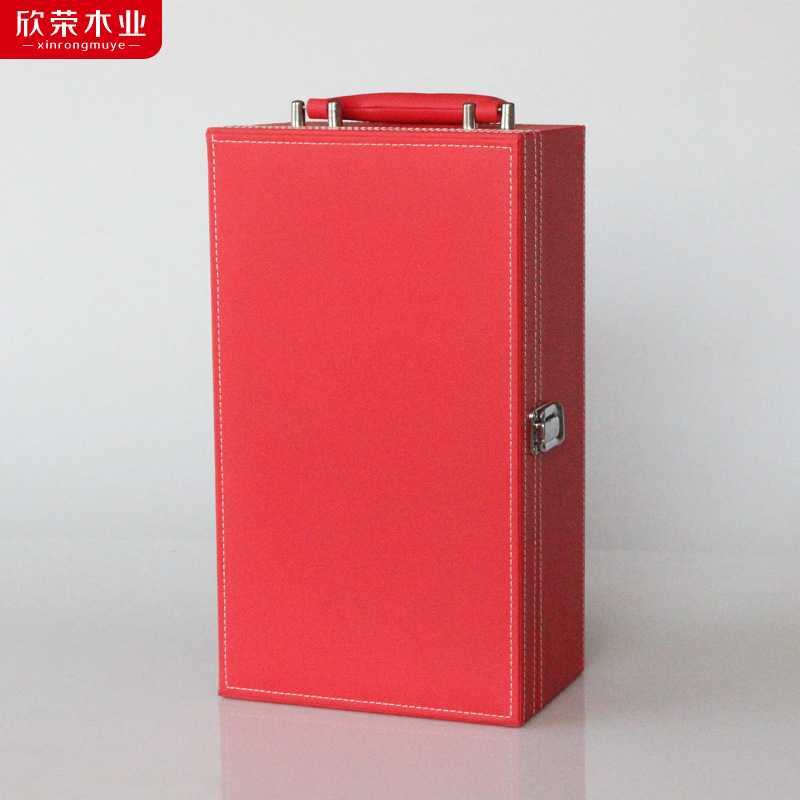 酒盒厂家镶钻双支红酒盒红酒包装盒红酒皮盒红酒礼盒皮质红酒盒