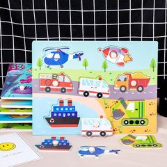 Children's Educational Number Alphabet Animal Traffic Learning Cognitive Puzzle Toddler Early Education Grab Board Wooden Toy Wholesale