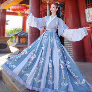 Hanfu female adult traditional ancient Chaoxian Jin embroidery cross collar half arm heavy work waist Ru skirt