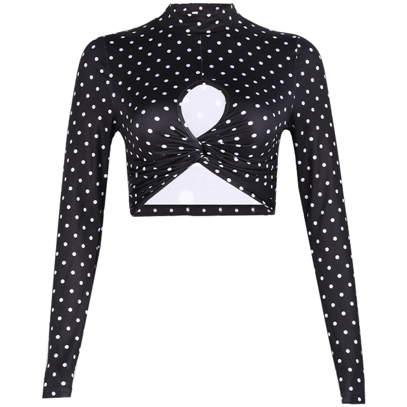 polka dot sexy long-sleeved short tops NSMEI50859