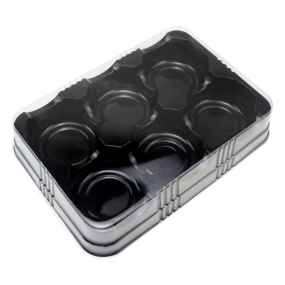 Caja de pastel de luna, 6 cápsulas de pastel de luna, pastel de frijoles verdes, caja de embalaje de plástico transparente, horneado, caja de embalaje desechable de West Point