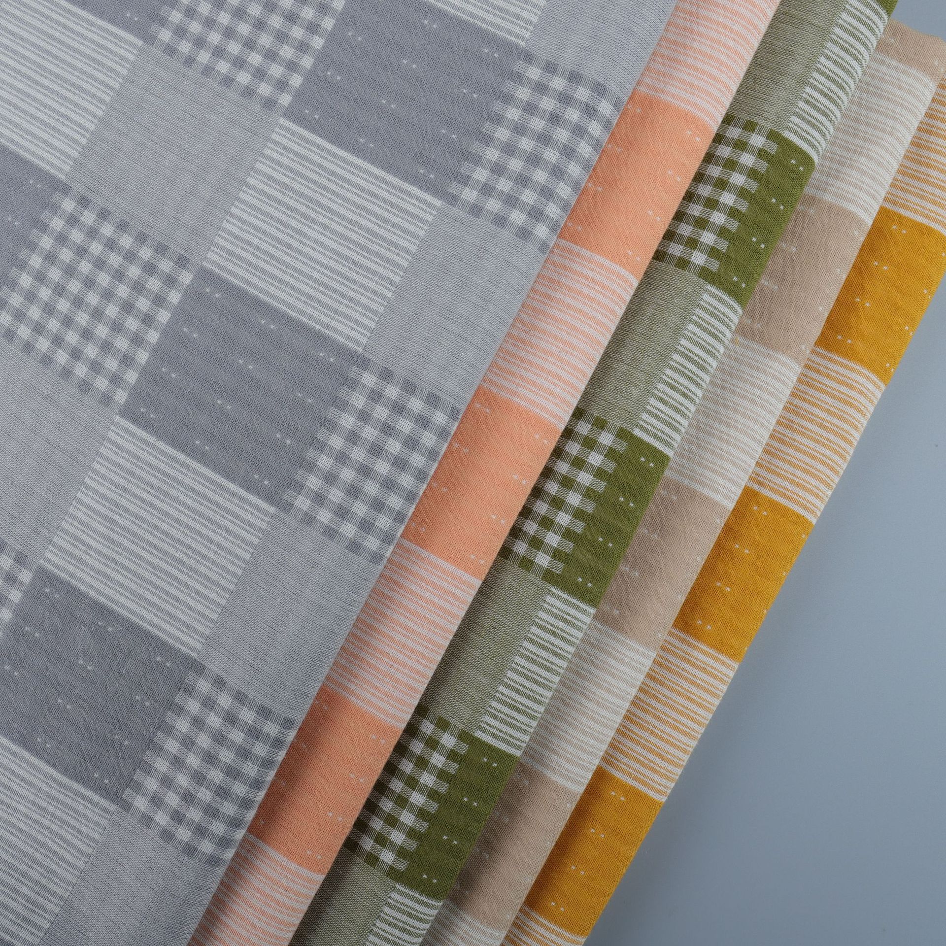 全棉色织提花双层格子春夏ins风衬衫连衣吊带裙童装时装面料现货