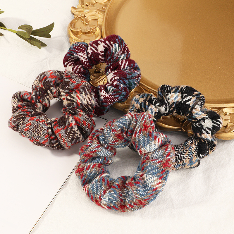 Blue Large Intestine Lattice Thick  Hair Scrunchies display picture 3