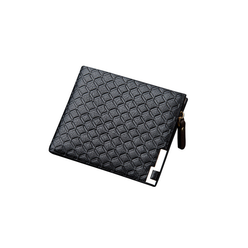 Los hombres de negocios impresos billetera corta casual 3-fold cremallera horizontal Borde de hardware billetera de moda Retro