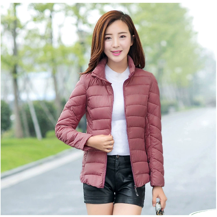 2023 Зимний пуховик на хлопковой подкладке, Женская Легкая короткая приталенная куртка с длинным рукавом в Корейском стиле, маленькая пуховая куртка с воротником-стойкой и хлопковой подкладкой