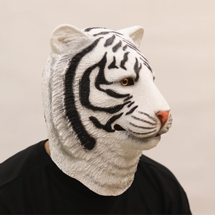 Tigre máscara animal tocado Halloween horror divertido tigre blanco máscara vestir accesorios fábrica al por mayor