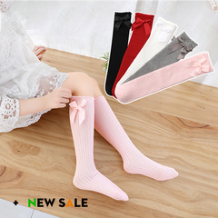 Spring 2020 New Cotton Bowknot Children's Long Stockings Korean Style Girls' Knee-High Mid-Calf Socks Pile Socks