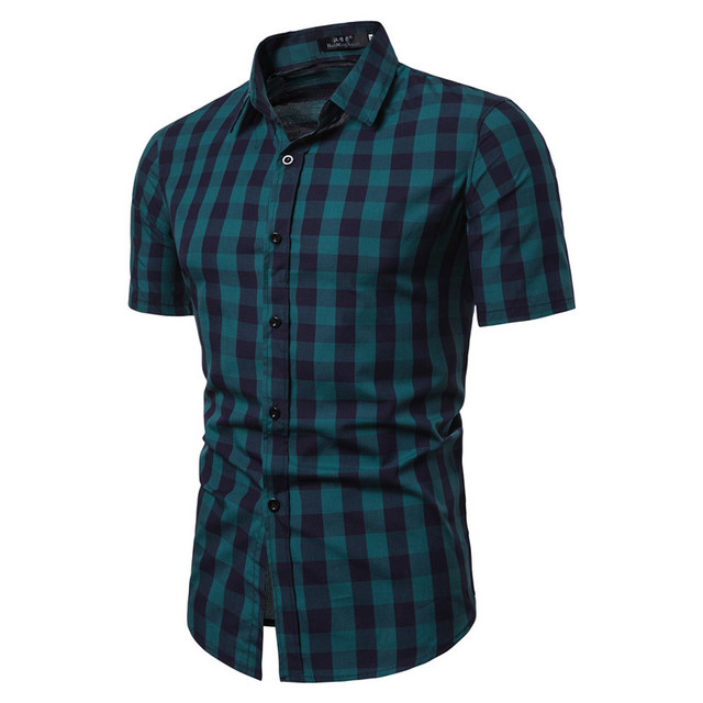 Plaid Shirt Men’s Short Sleeve Shirt summer wear