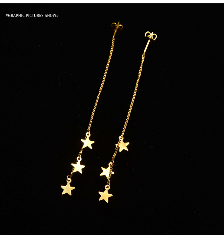 Tower Base Three-layer Five-pointed Star Earrings Titanium Steel Material 18k Real Gold Plated Star Earring Wholesale Nihaojewelry display picture 3