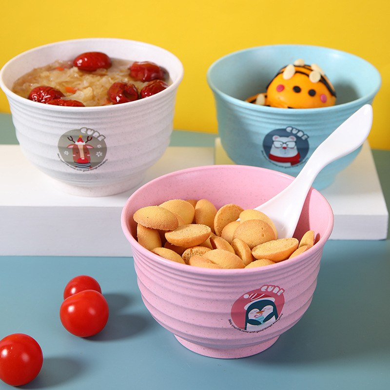 创意卡通动物多功能麦纤维饭碗可微波加热日式菜碗可烤箱餐具套装|ru