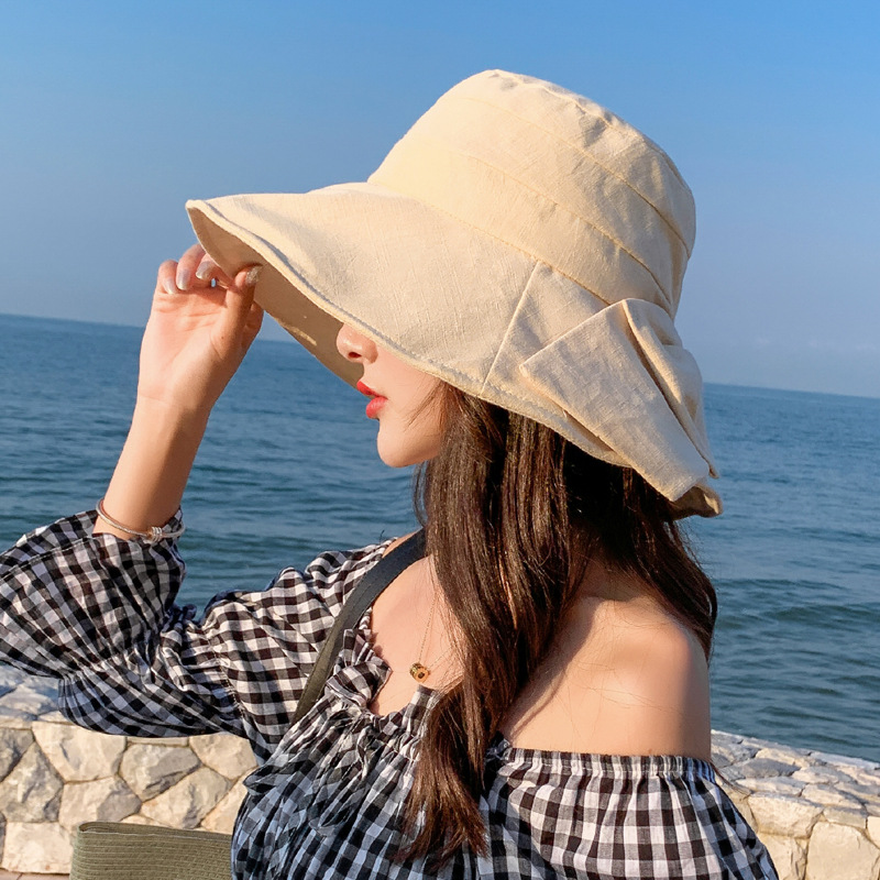 帽子女夏天韩版大蝶布帽 渔夫帽日系文艺软妹防晒防紫外线遮阳帽