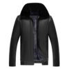 Middle and old age leather clothing Large leather jacket Removable Hair collar Plush thickening Fur one Zipper section Jacket