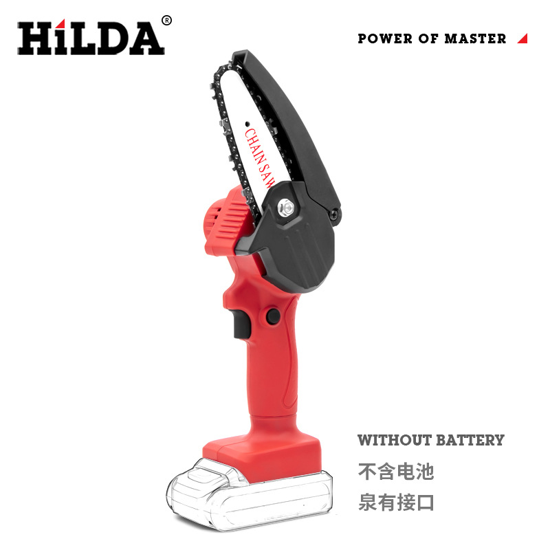 HiLDA Amazon Tools Sierra de cadena eléctrica de litio de 4 pulgadas con una sola mano Recargable Inalámbrico Mini sierra de cadena eléctrica Sierra de registro de jardín