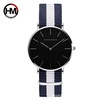 Japanese black nylon golden quartz waterproof watch suitable for men and women for beloved, simple and elegant design, pink gold, wholesale