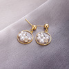 Earrings, silver needle, zirconium from pearl, simple and elegant design, silver 925 sample, light luxury style