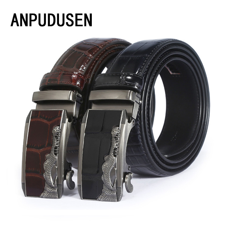 New Hot Selling Men's Crocodile Leather Belt Business Belt Hot Selling Alloy Automatic Buckle Personalized Pants Strap_voghion.com