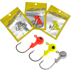 鉛頭鈎2.4g/3.5g/5g/7g/10g/14g紅黃原色假餌 路亞鈎軟蟲魚鈎
