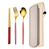 Handheld set for elementary school students, tableware stainless steel, fork, storage system, 3 piece set