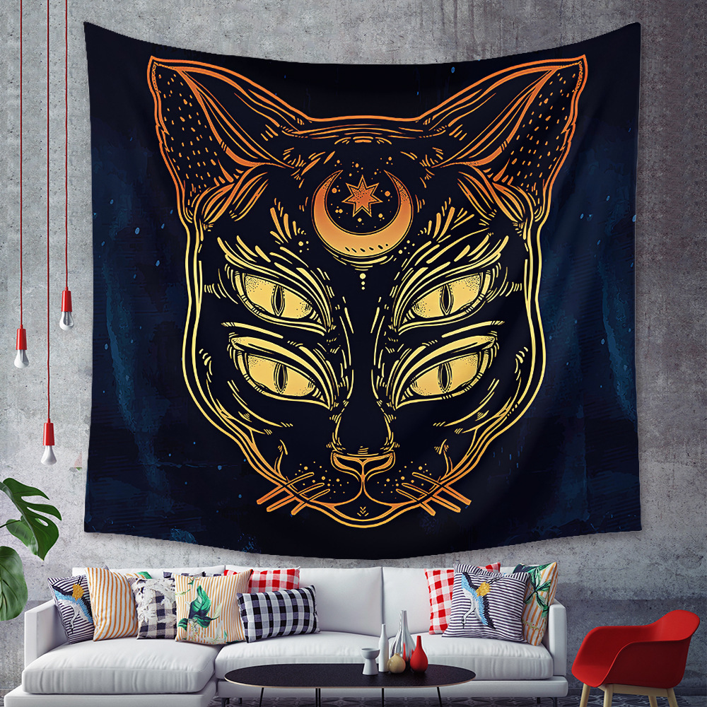 Fashion Black Cat Animal Tapestry Background Cloth Home Decoration Wholesale Nihaojewelry display picture 3