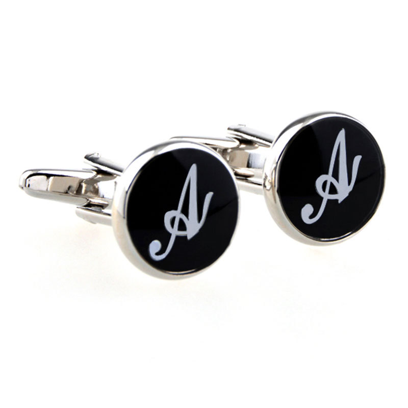 26 Drop Glue Cuffs English Traditional Letter Cufflinks Men and Women French Cufflinks Cufflinks Customized